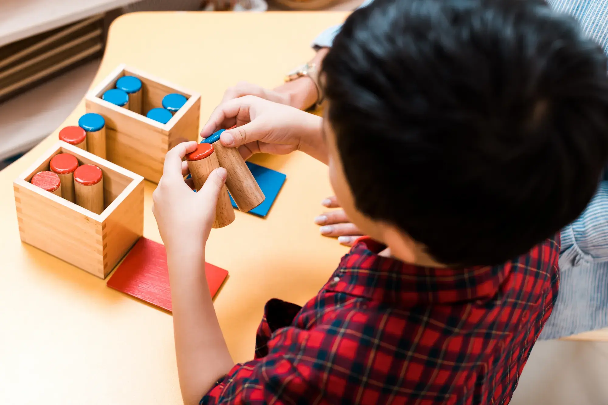 Child engaged in Montessori learning
